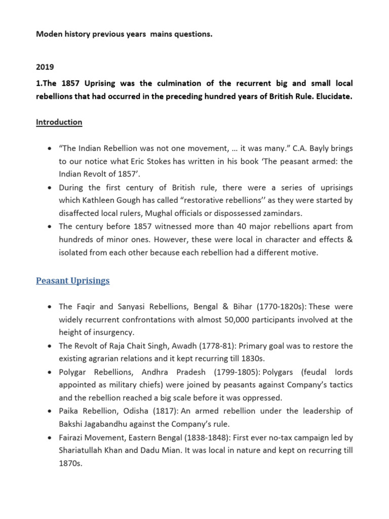 Indian Rebellions and Independence Dynamics | PDF | Partition Of India ...
