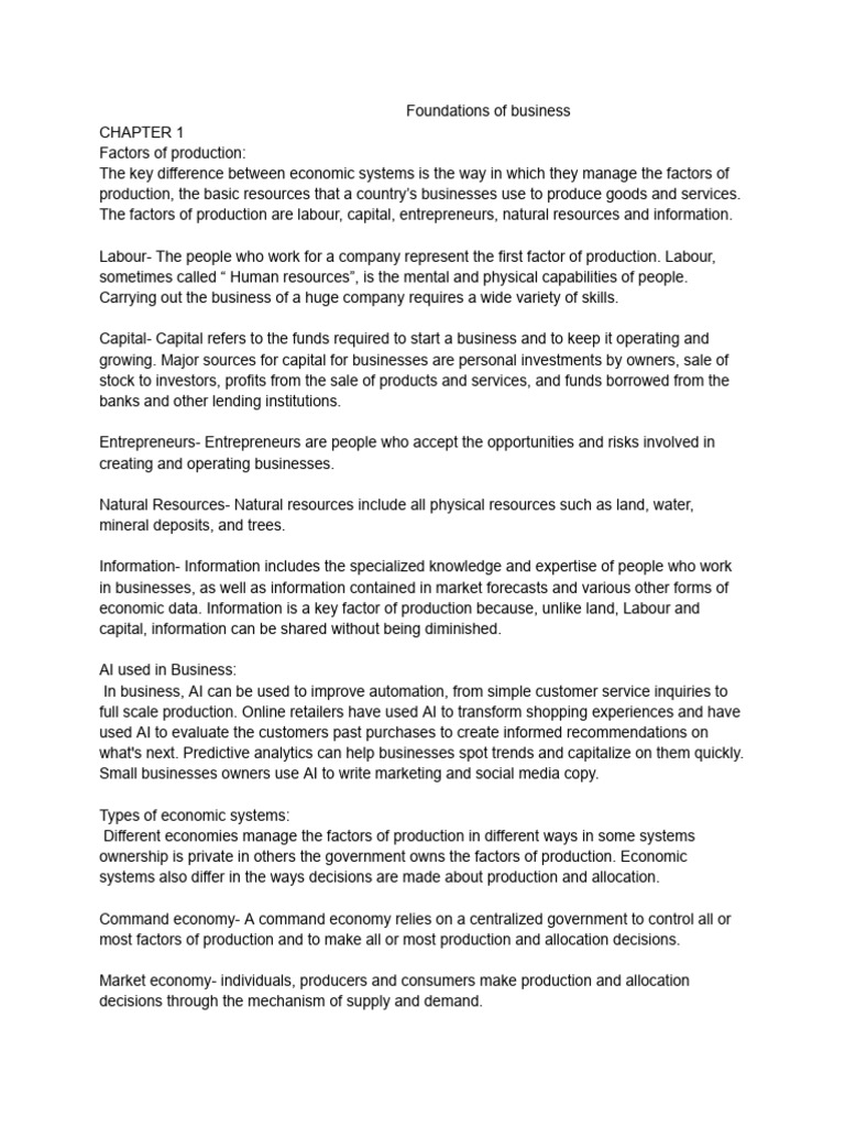 Factors of Production in Economic Systems | PDF | Gross Domestic ...