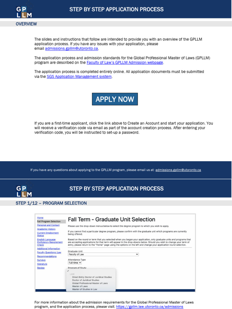 GPLLM Application Process Guide | PDF