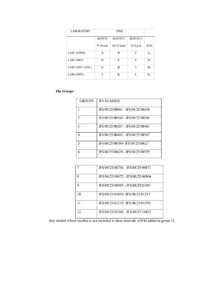 Schedule of Physics Laboratory | PDF