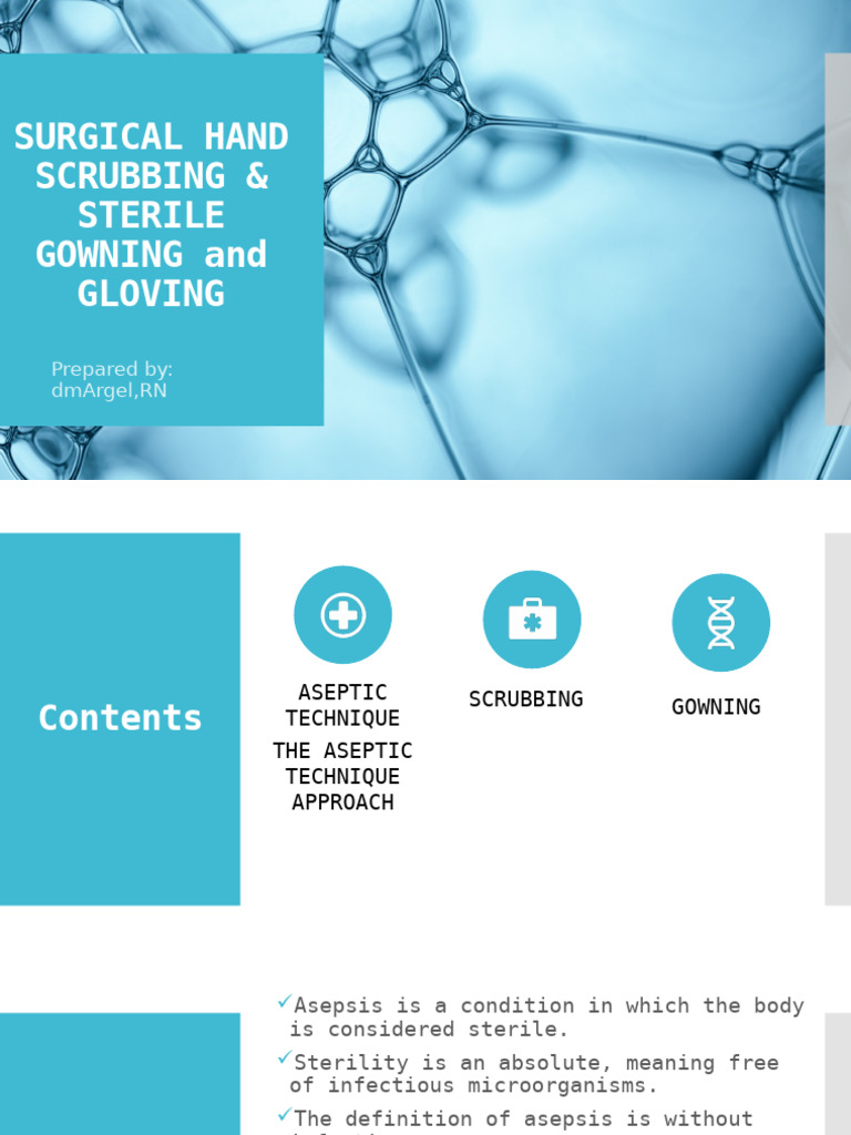 Aseptic Technique: Scrubbing & Gowning Guide | PDF | Health Sciences ...
