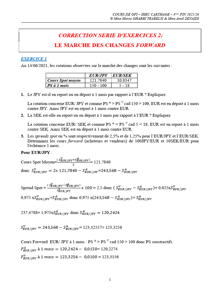 Correction d'exercices sur le marché des changes | PDF | Forex ...