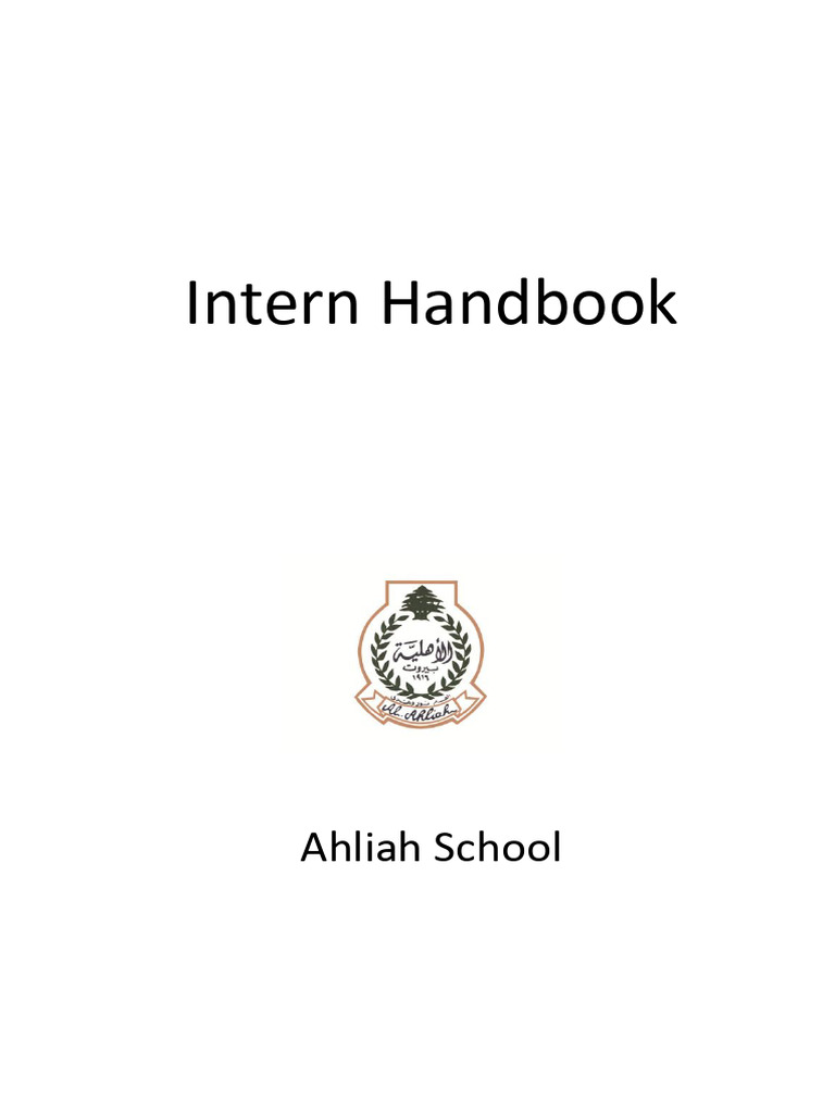 Ahlieh Intern Handbook | PDF | Mentorship | Teachers