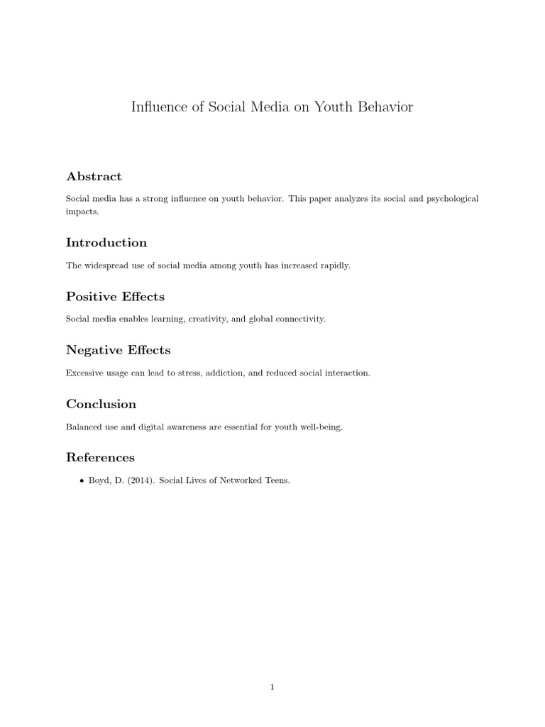 Influence of Social Media on Youth Behavior | PDF