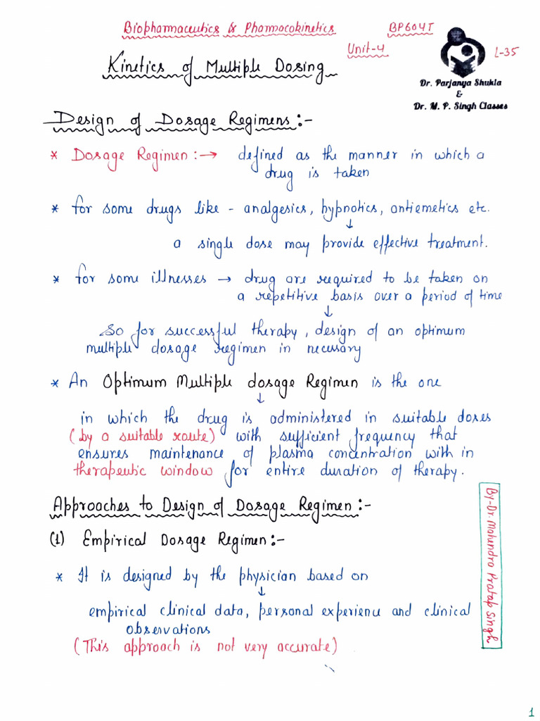Design of Dosage Regimen Kinetics of Multiple Dosing | PDF ...