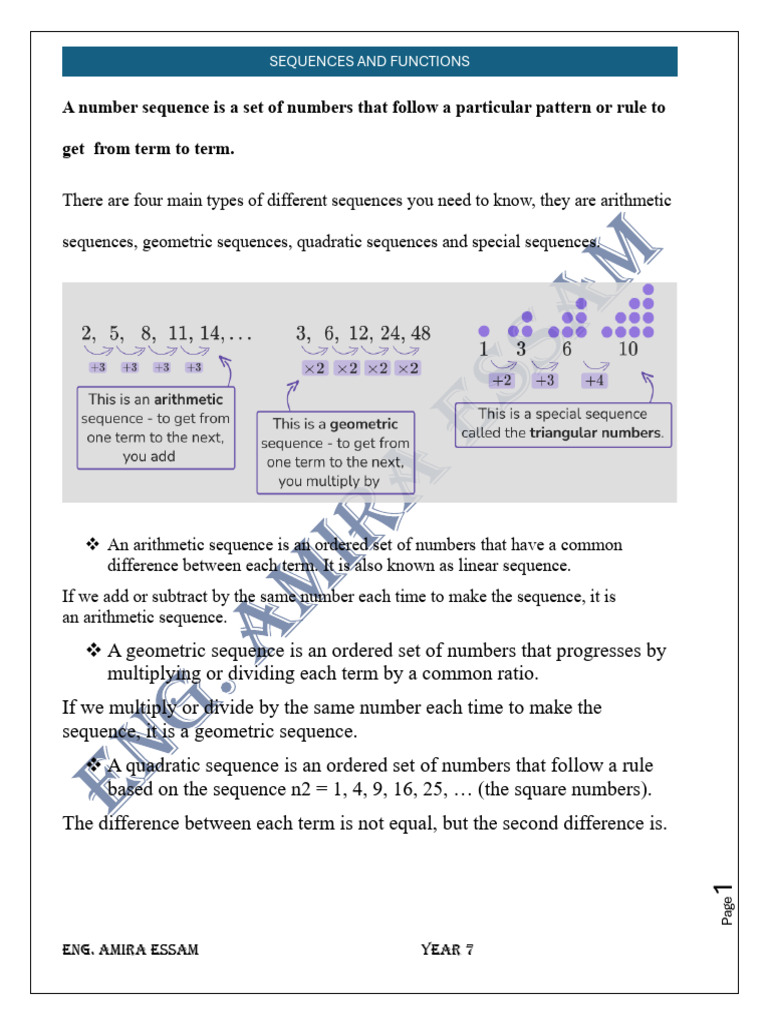 Understanding Sequences and Functions | PDF | Numbers | Multiplication