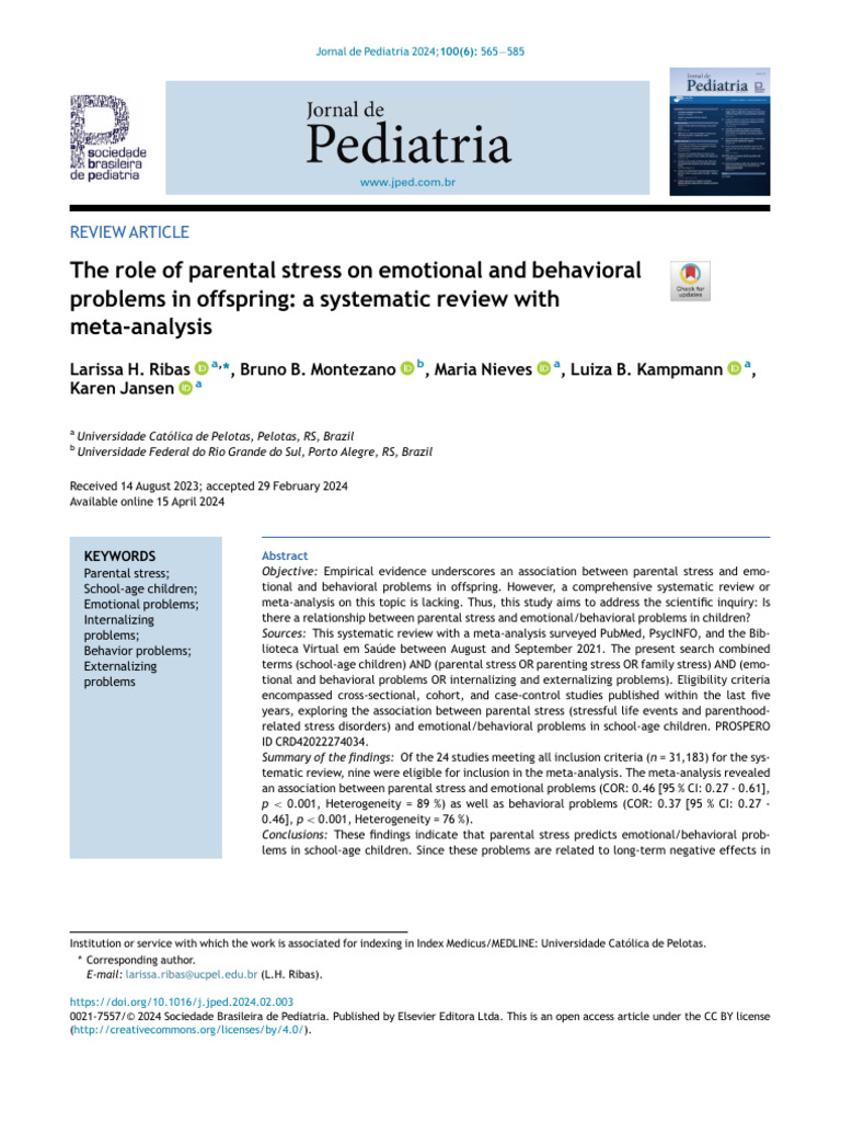Parental Stress and Child Behavior Issues | PDF | Systematic Review ...