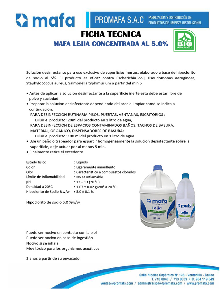 FT Mafa Lejia Concentrada 5%. | PDF
