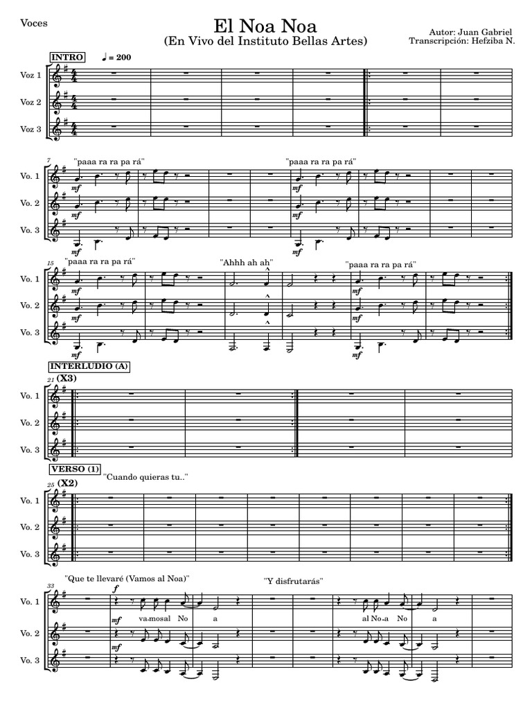 ? Voces - El Noa Noa (Partitura) | PDF