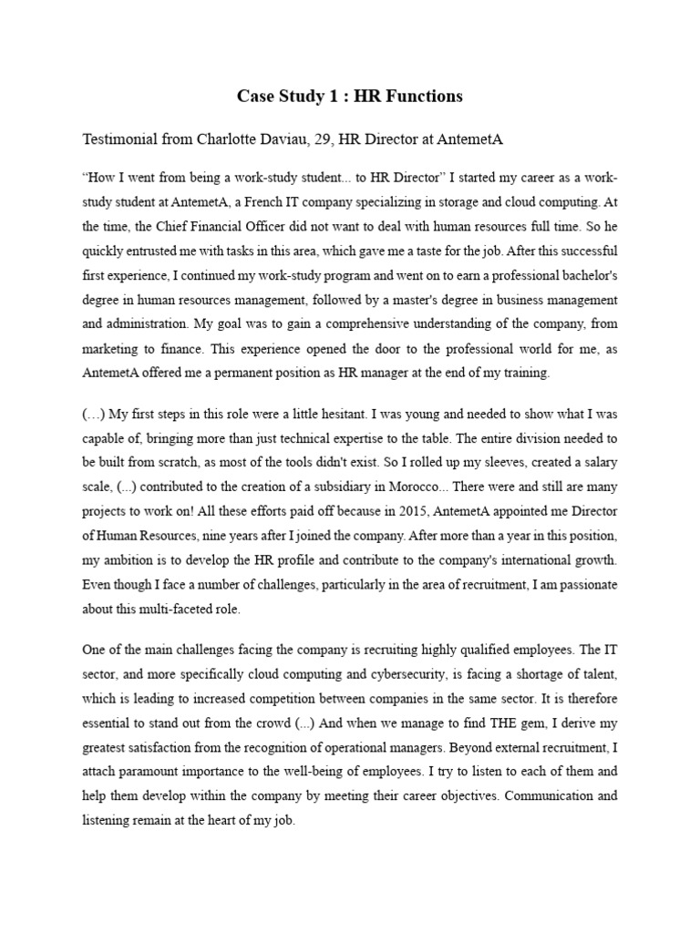 HR Director Career Path Case Study | PDF | Human Resources | Human ...