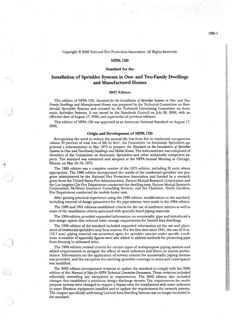 Nfpa 13d-1 | PDF