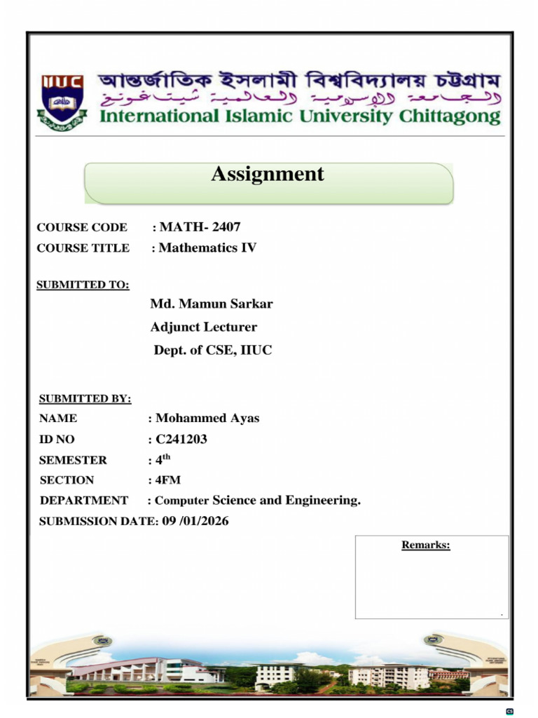 Math 4 Assignment (C241203) Mohammed Ayas | PDF