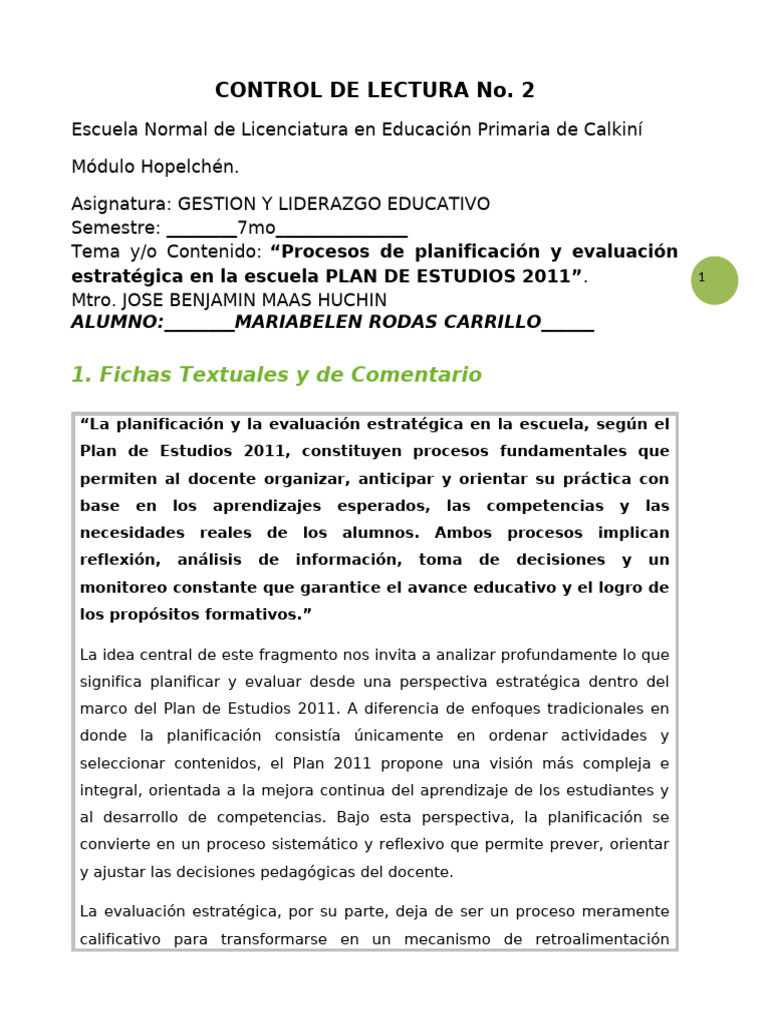 Planificación y Evaluación Estratégica | PDF | Plan de estudios ...