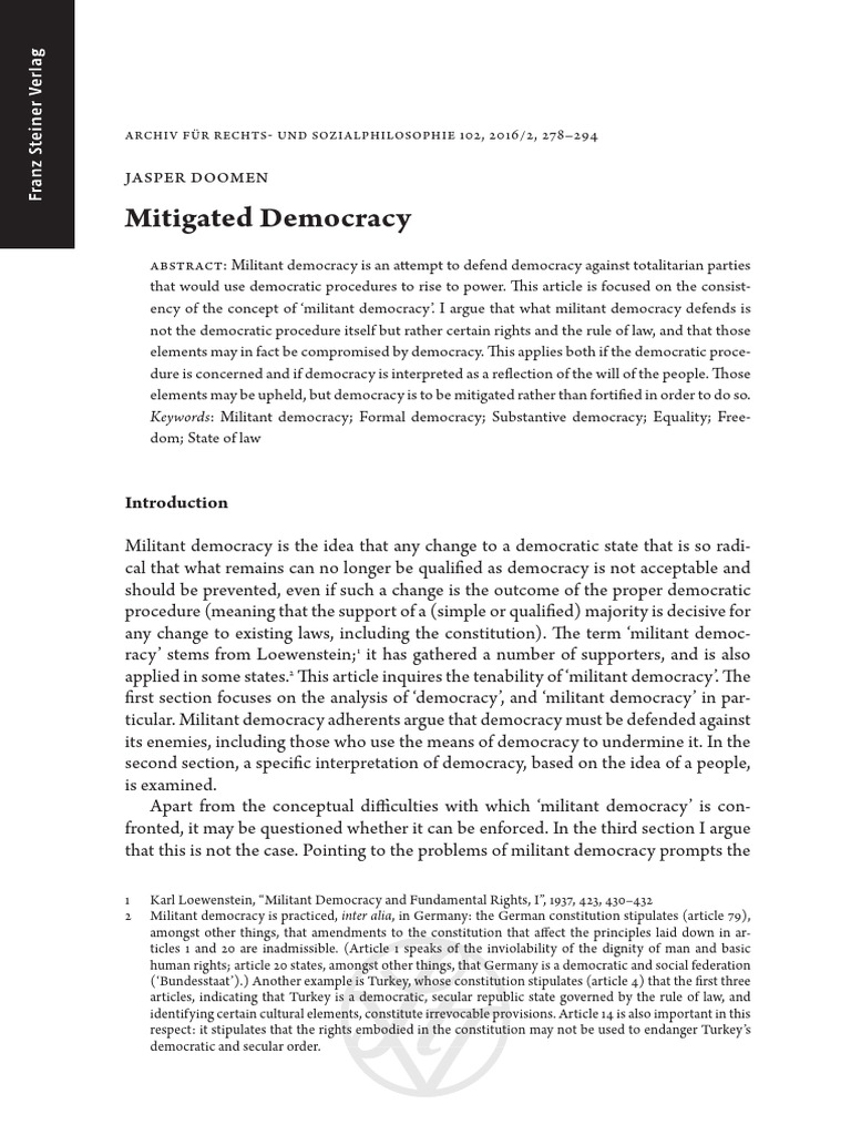 J. Doomen, Mitigated Democracy | PDF | Democracy | Political Ideologies