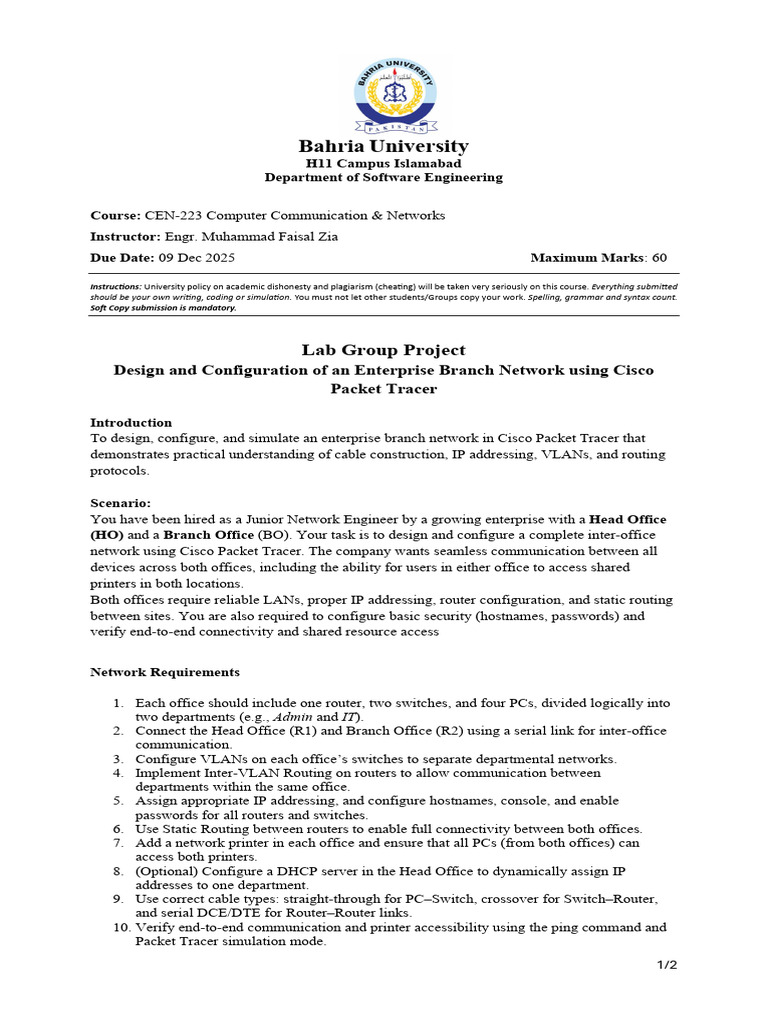 Enterprise Network Design Project | PDF | Computer Network | Router ...