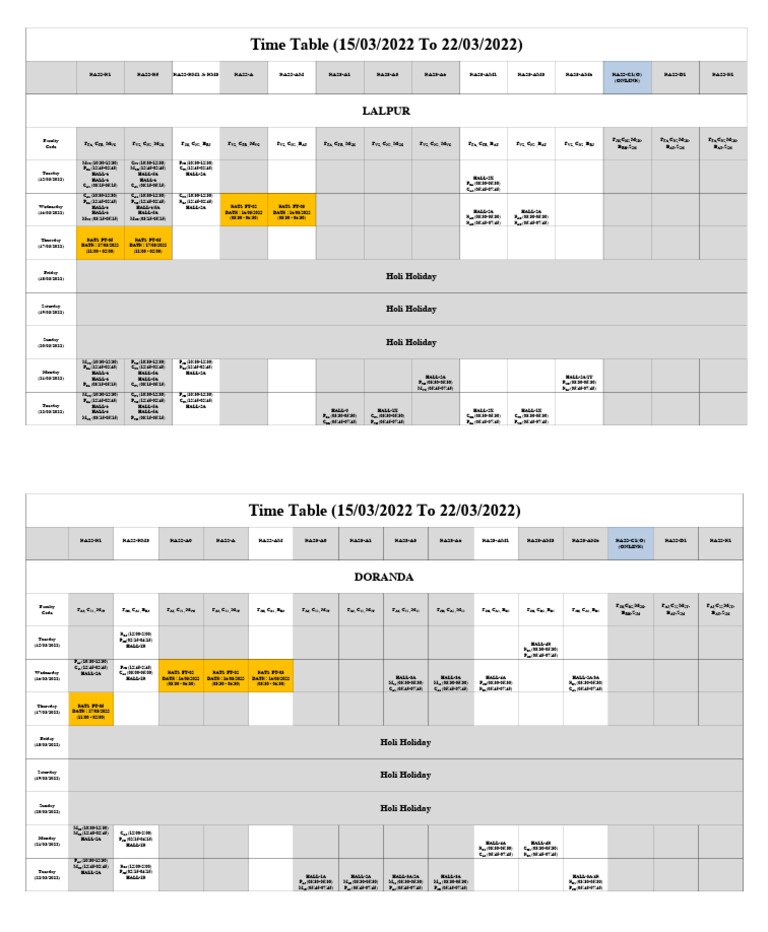 55. Class Routine (15 March 2022 to 22 March 2022) _ for DISPLAY | PDF