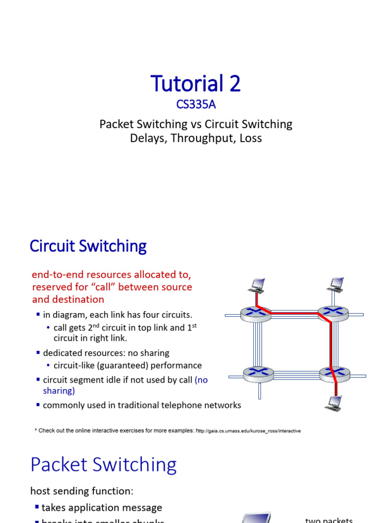 Tutorial 02 - Packet vs. Circuit Switching, Delays, Throughput | PDF ...