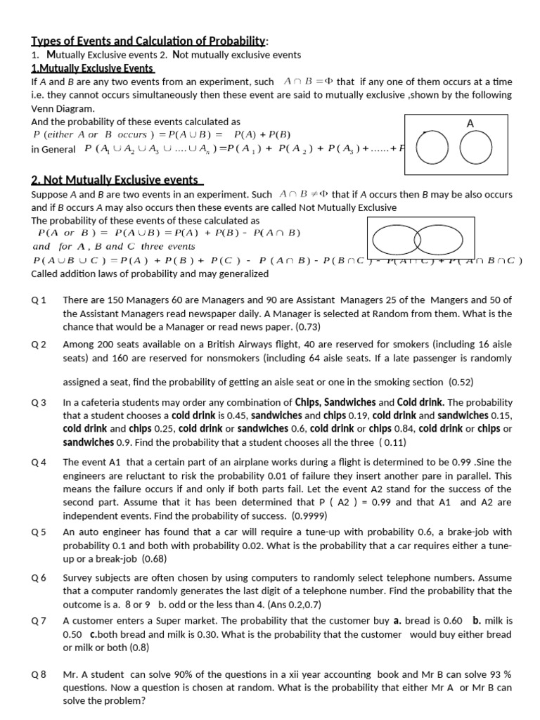 Probability: Mutually Exclusive Events Explained | PDF | Probability ...