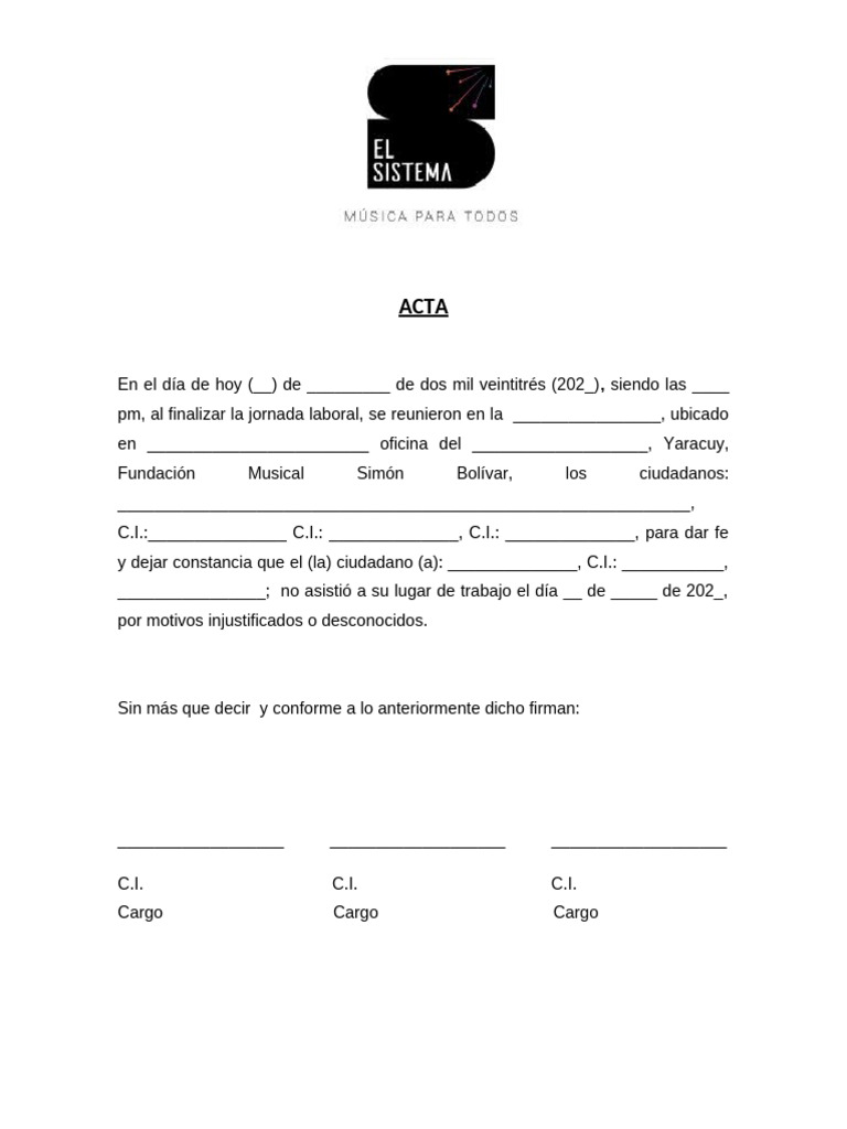 Acta de Inasistencia Laboral 2023 | PDF
