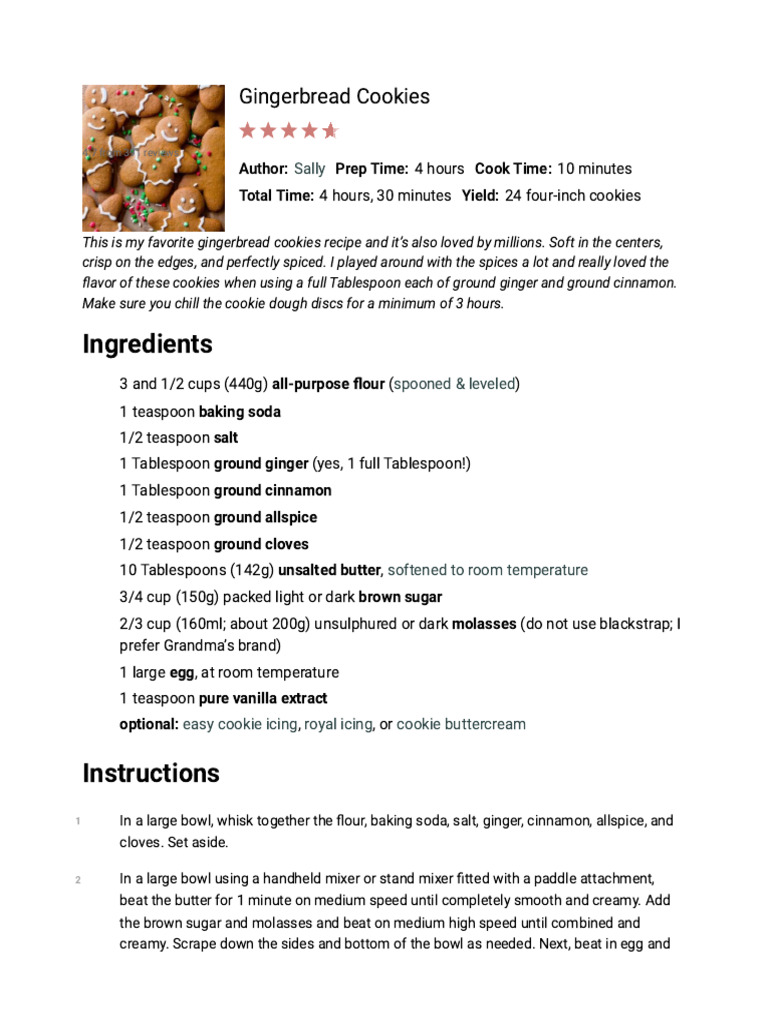 My Favorite Gingerbread Cookies - Sally's Baking | PDF | Molasses ...