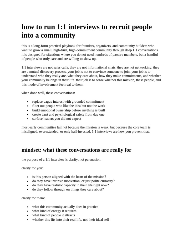Conducting Effective 1:1 Community Interviews | PDF | Motivation ...