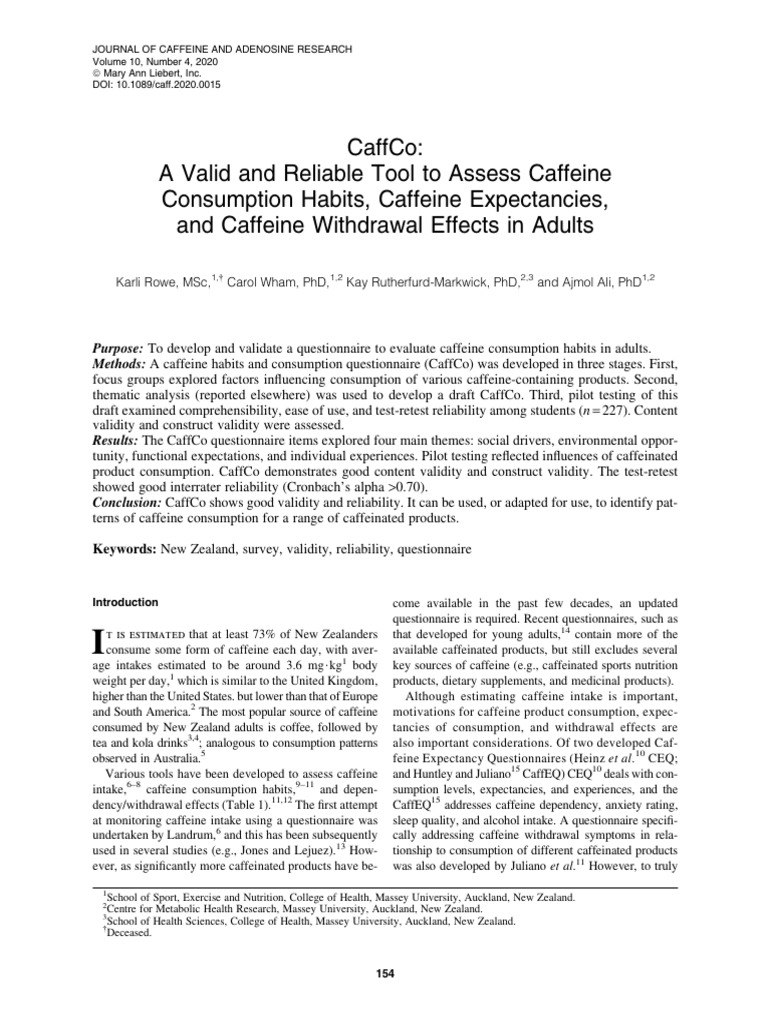CaffCo: Caffeine Consumption Assessment Tool | PDF | Caffeine ...