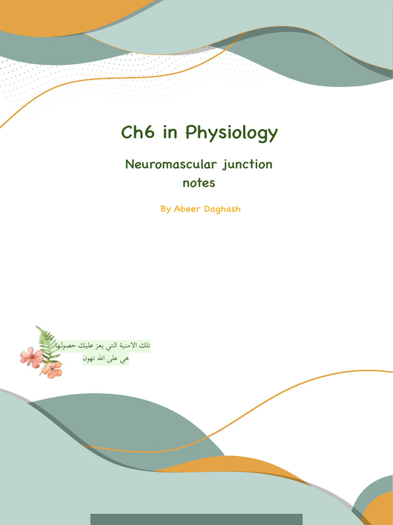 Neuromuscular Junction Notes | PDF