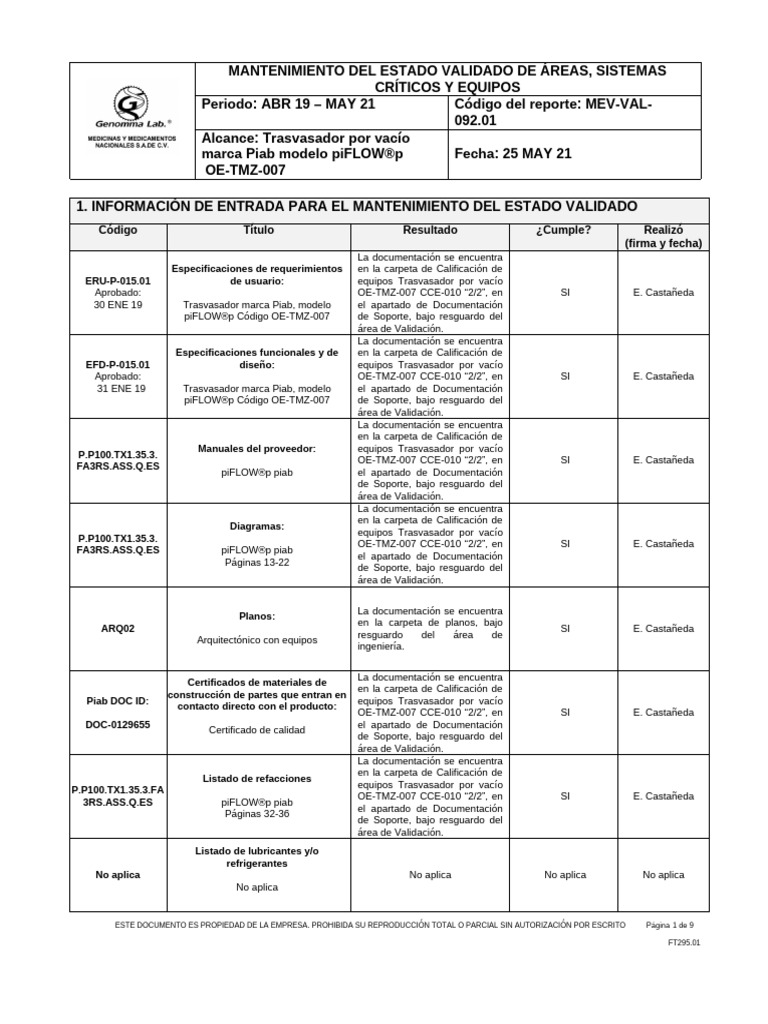 Mev Trasvasador Piab | PDF | Sistema de manejo de calidad | Auditoría
