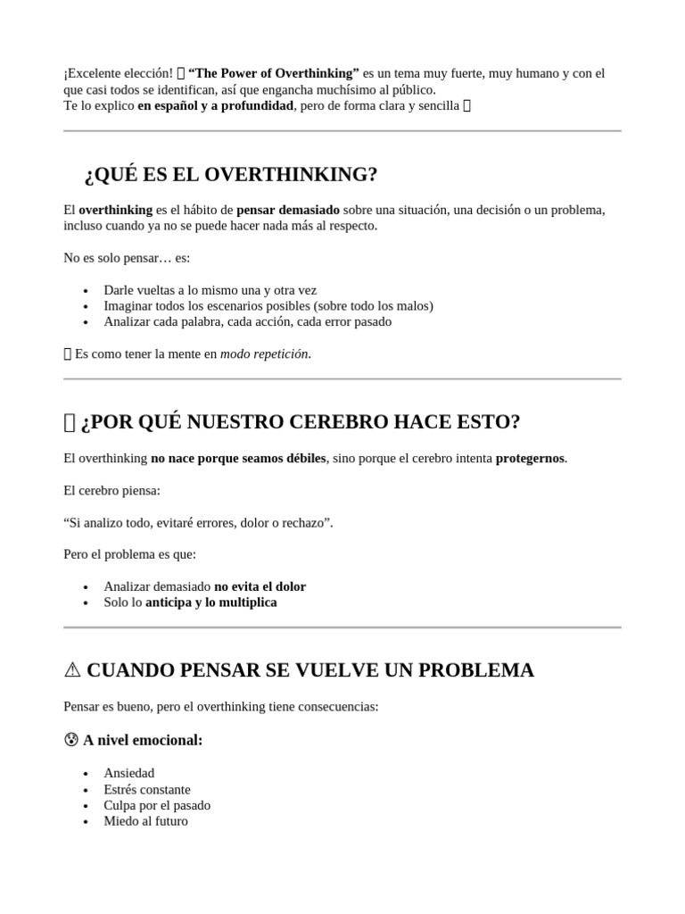 Speech OVERTHINKING | PDF | Pensamiento | Mente