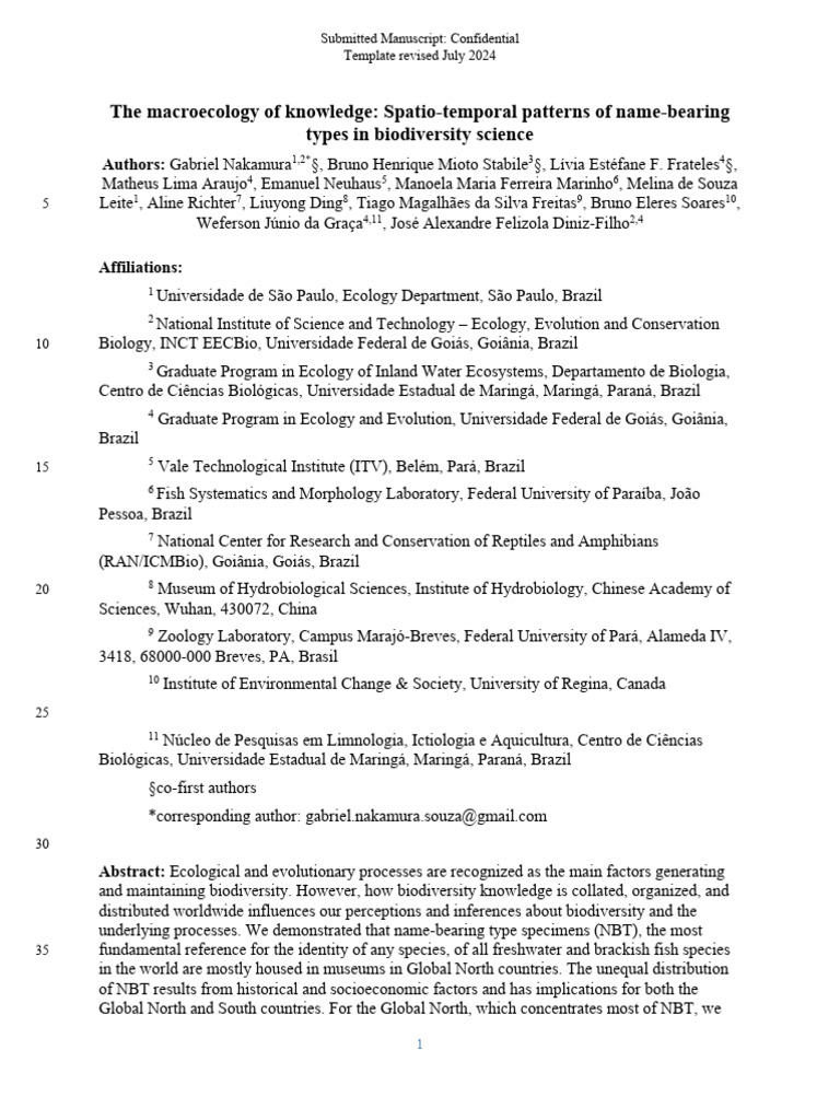 Macroecology of Knowledge in Biodiversity | PDF | Biodiversity | Species