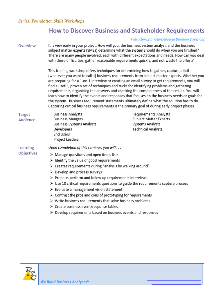 How to Discover Business and Stakeholder Requirements | PDF