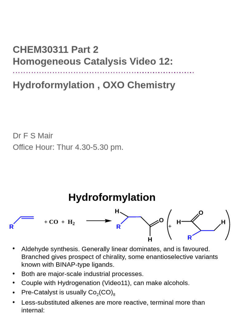 Hydroformylation and OXO Chemistry Insights | PDF | Catalysis | Unit ...