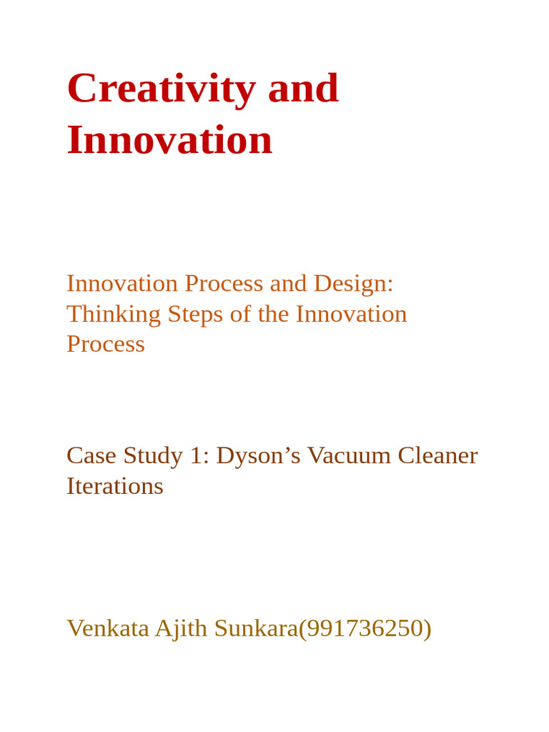 Creativity and Innovation In-Class Assignment 1 | PDF | Innovation ...