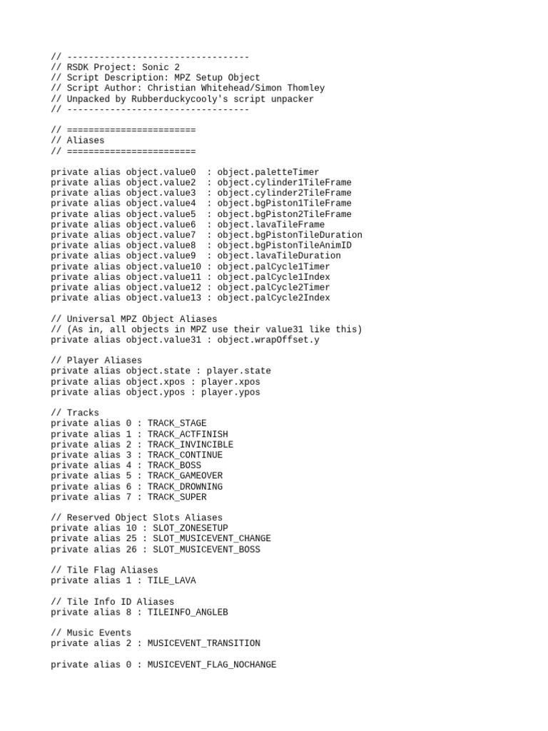 Sonic 2 MPZ Setup Object Script | PDF | Video Game Franchises | Video ...