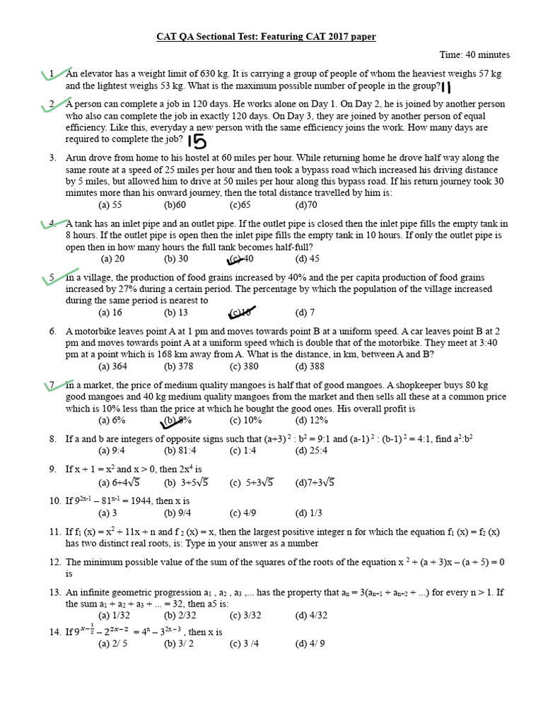 CAT 17 Sectional Test | PDF | Triangle | Area