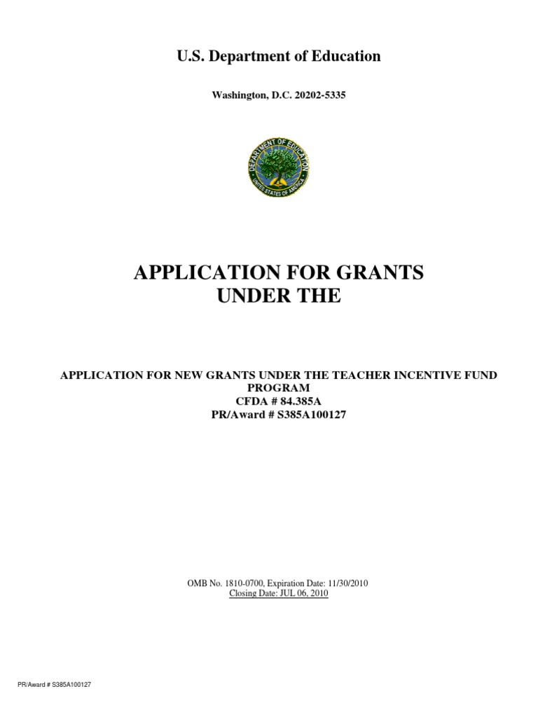 Teacher Incentive Fund Grant Application PDF Rehabilitation Act Of
