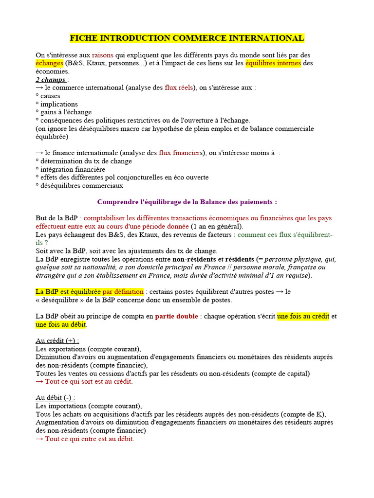 Introduction au Commerce International | PDF | Argent | Business