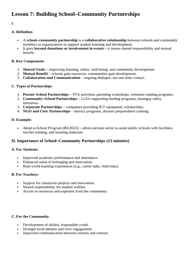Building Effective School-Community Partnerships | PDF | Mentorship ...