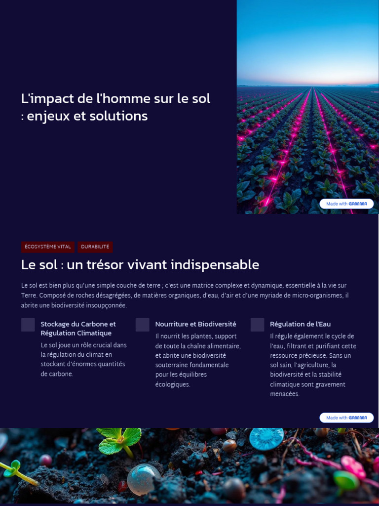 Impact humain sur le sol : enjeux et solutions | PDF | Sol (pédologie ...