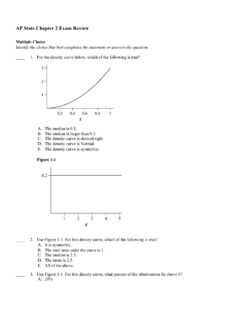 AP Statistics Chapter 2 MCQ Questions | PDF