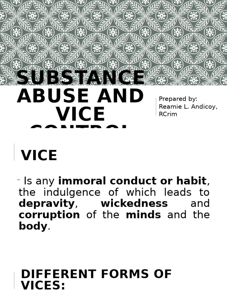 Understanding Substance Abuse and Vices | PDF | Alcoholism | Alcohol ...