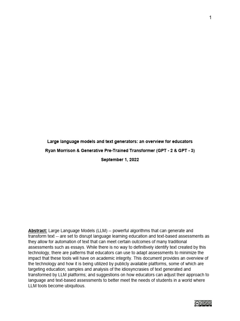 Educators' Guide to Large Language Models | PDF | Diet (Nutrition ...