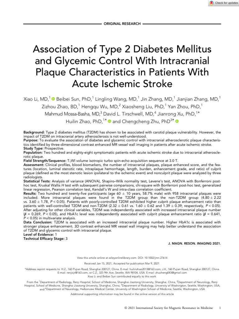 Association of Type 2 Diabetes Mellitus and Glycemic Control With ...