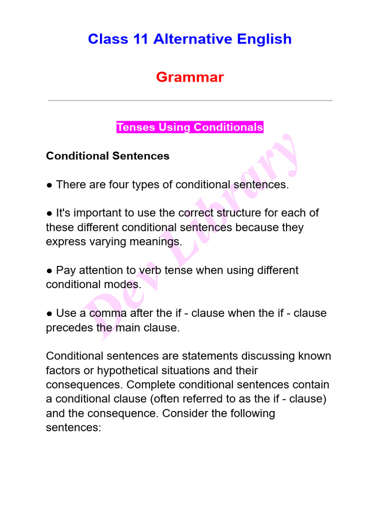 Understanding Conditional Sentences | PDF | Sentence (Linguistics ...