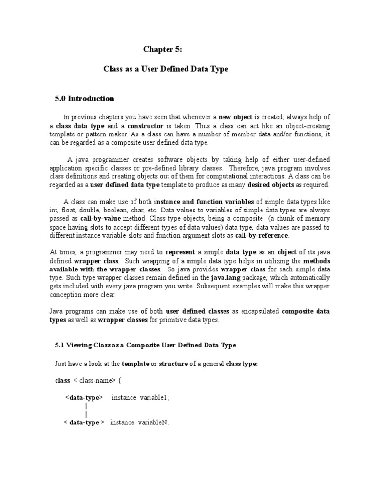 Java Chap5 User Defined Data Types (Prof. Ananda M Ghosh.) | PDF ...