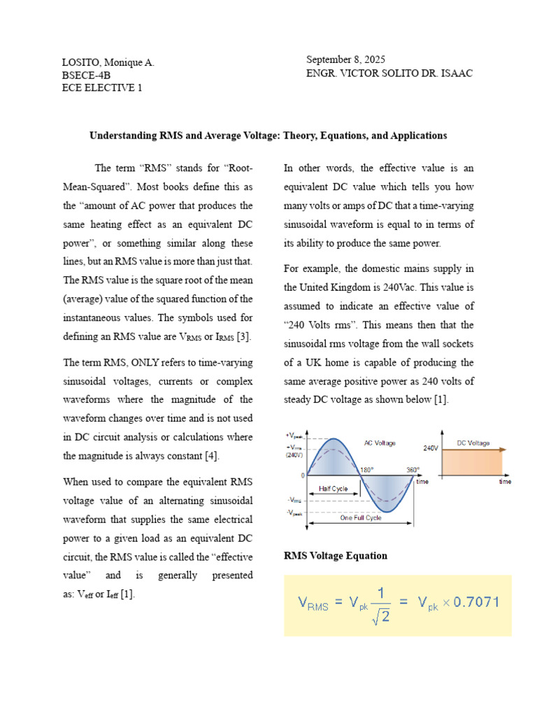 Research on Vrms and Vave | PDF | Root Mean Square | Alternating Current
