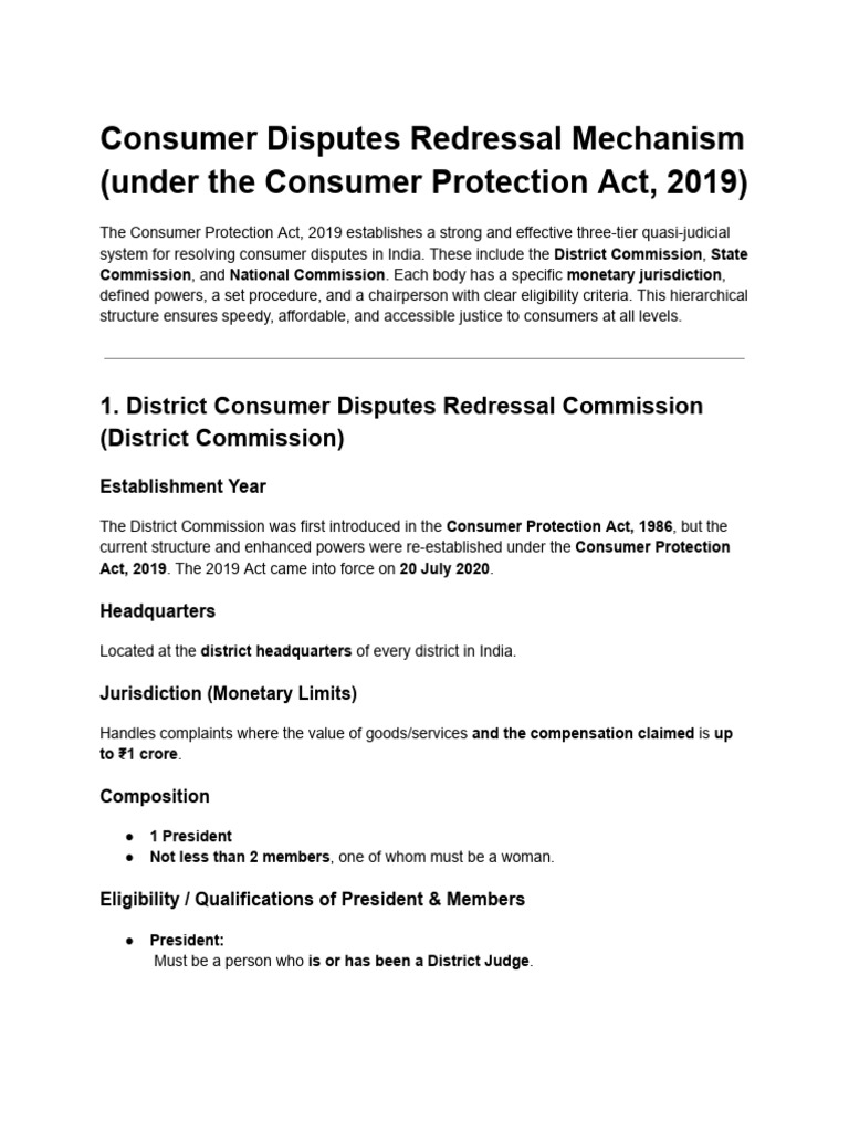 Consumer Disputes Redressal in India | PDF | Consumer Protection ...