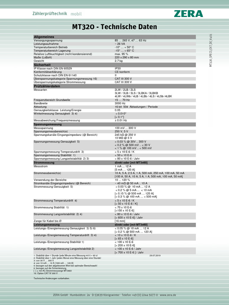 Mt320 Specs Ext de v401 | PDF