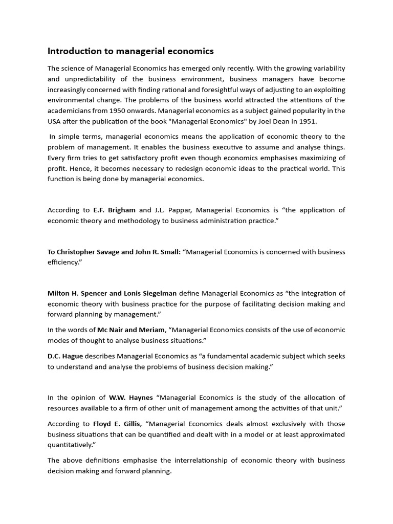 Understanding Managerial Economics Concepts | PDF | Economics | Profit ...