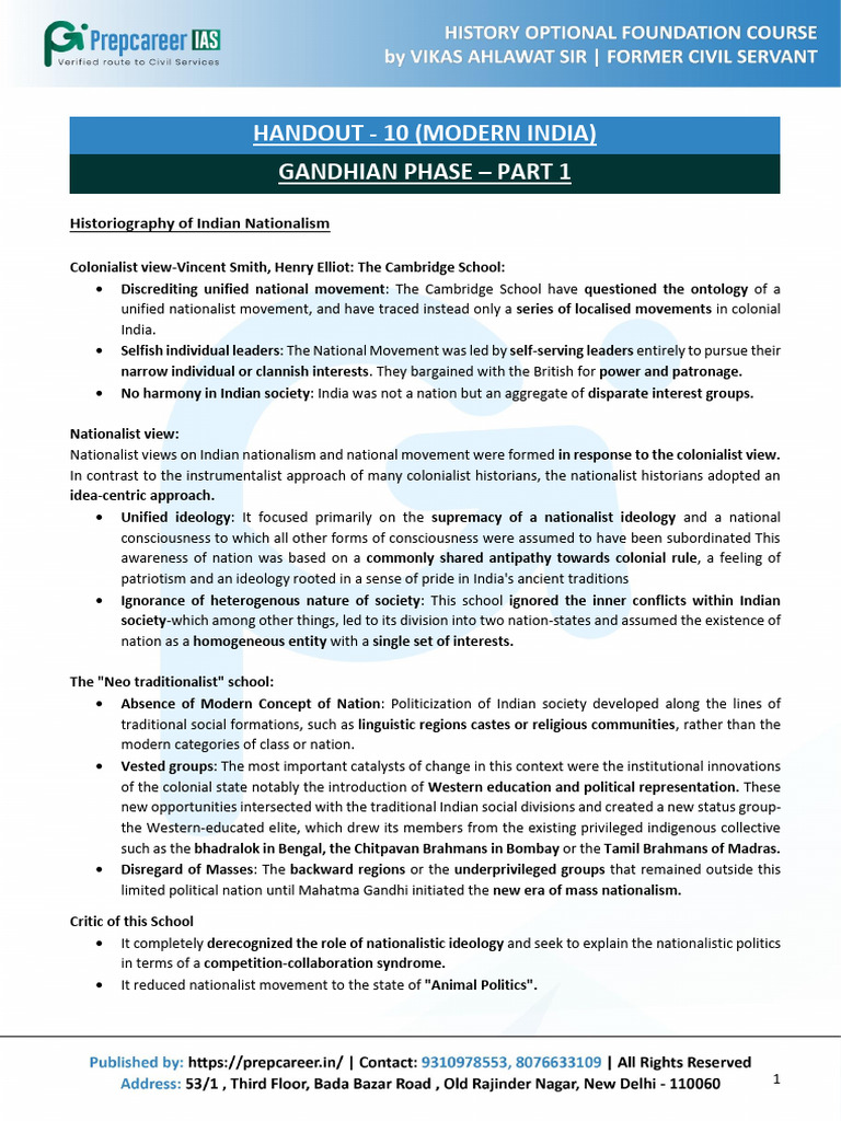 Historiography of Indian Nationalism | PDF | Mahatma Gandhi